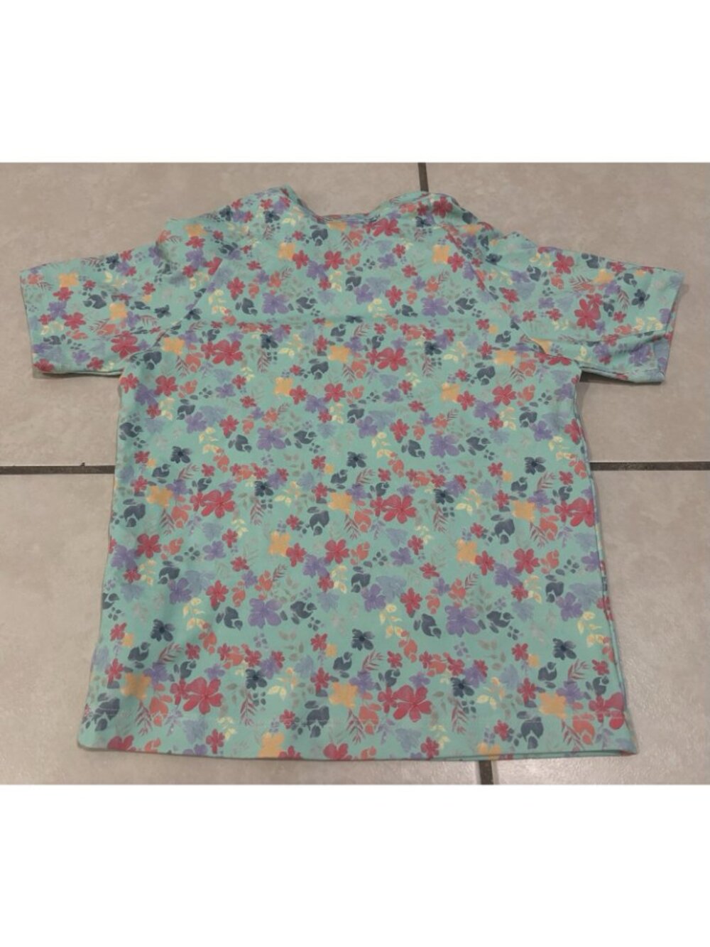 Babycottons Floral Mint Green Short Sleeve Rashguard Top UV Prote Girl's Size 6 - Picture 2 of 5